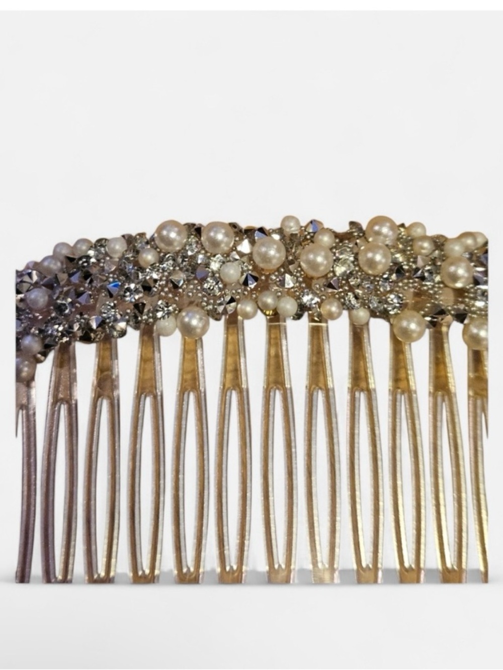 Pearl & Crystal Bridal Hair Comb - Gold NWT - Picture 3 of 3